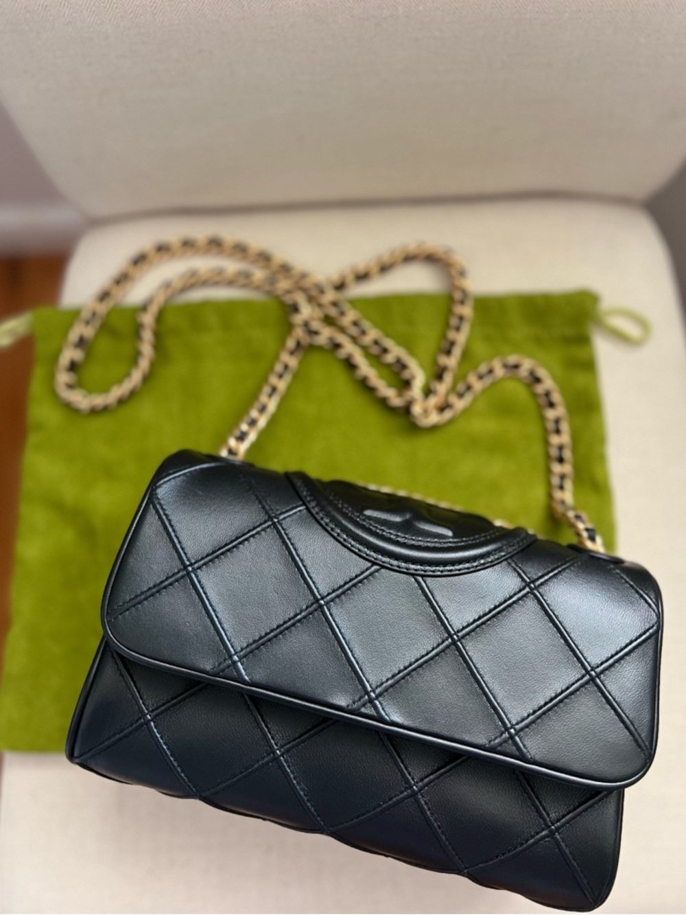 Tory Burch Small Soft Fleming Convertible Black Leather bag